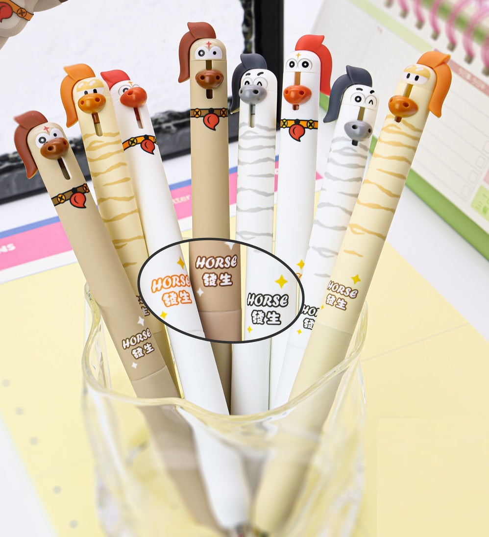 Horse Retractable Gel Pens 0.5mm Black Ink 12 Pack – Year of Horse