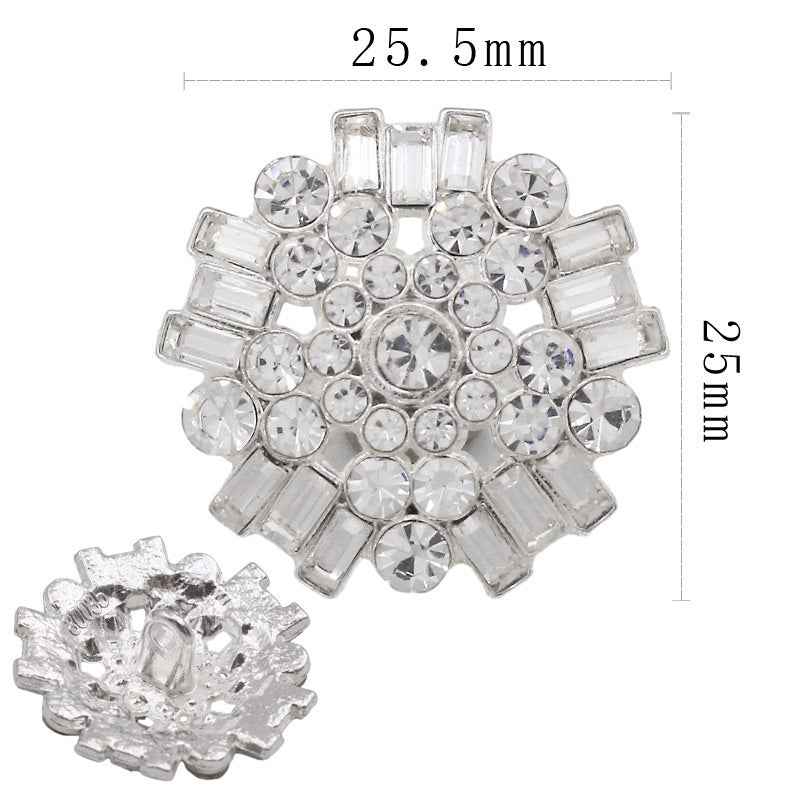 Gold-tone five-point star rhinestone shank button, 25.5mm, round gems border