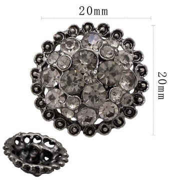 20mm gunmetal round rhinestone shank button, cluster design, 20 pcs