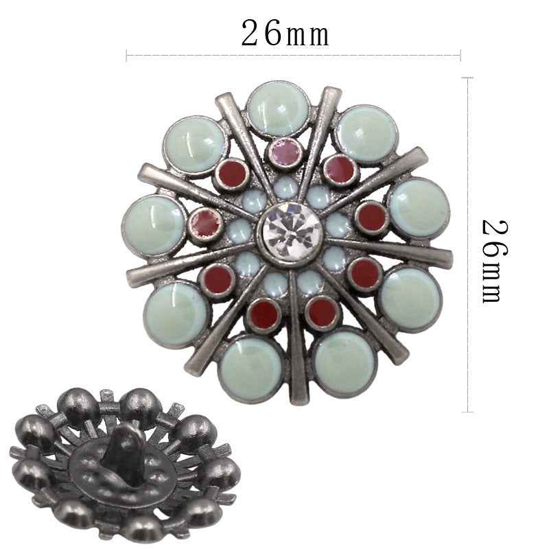 20mm gunmetal round rhinestone shank button, cluster design, 20 pcs