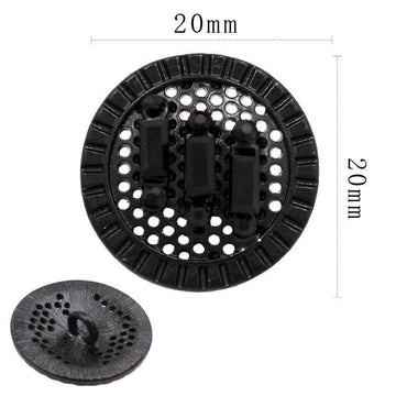 20mm gunmetal round metal shank button, diamond-cut, 20 pcs