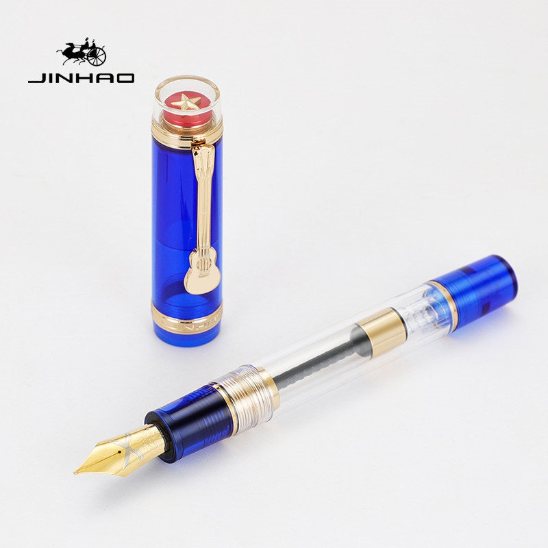 Jinhao 1935 Tiandao Fountain Pen – Red Star Cap Transparent Resin Body