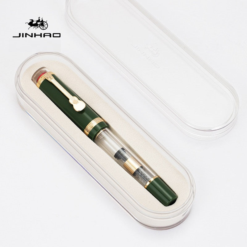 Jinhao 1935 Tiandao Fountain Pen – Red Star Cap Transparent Resin Body Green