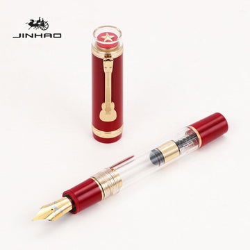 Jinhao 1935 Tiandao Fountain Pen – Red Star Cap Transparent Resin Body
