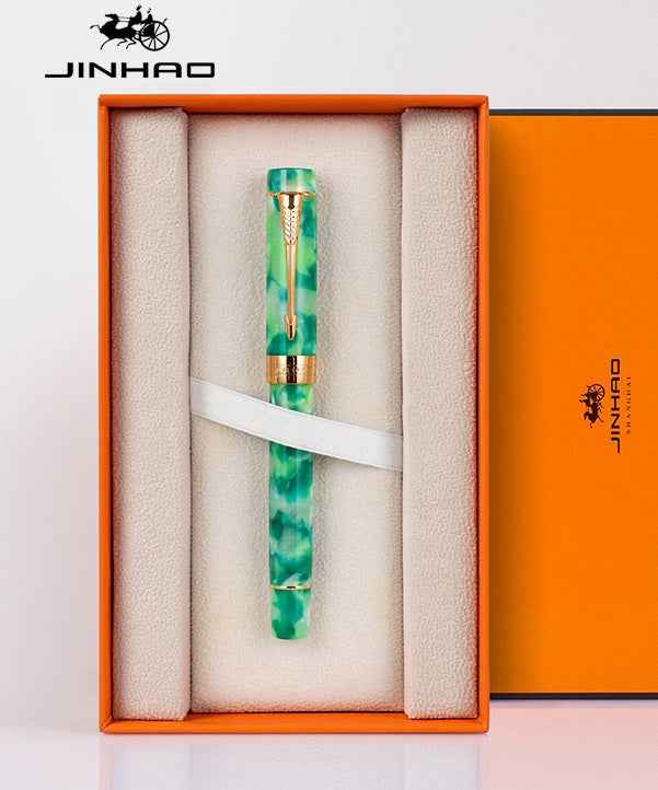Jinhao Century 100 Fountain Pen – 18K Gold Plated Two-Tone Nib Moss Green