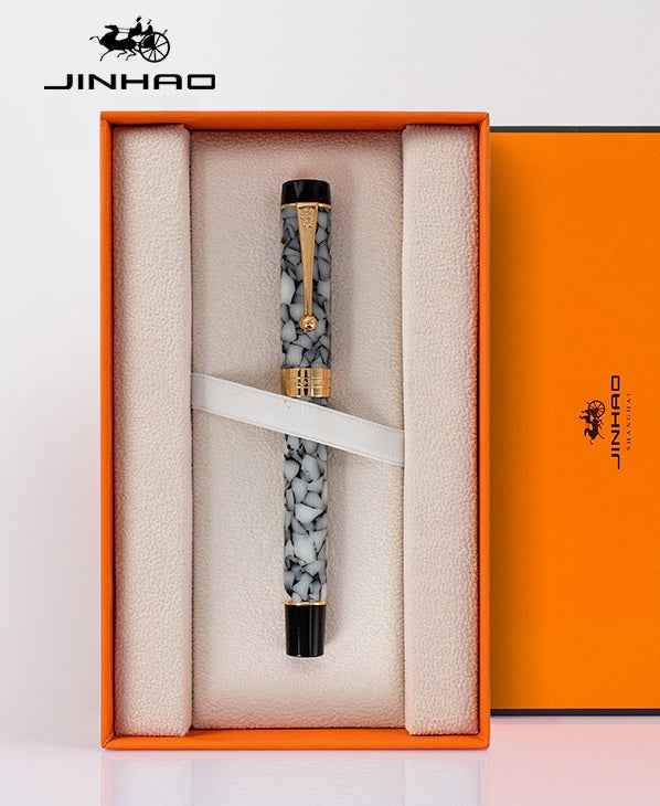 Jinhao Century 100 Fountain Pen – 18K Gold Plated Two-Tone Nib Grey Marble
