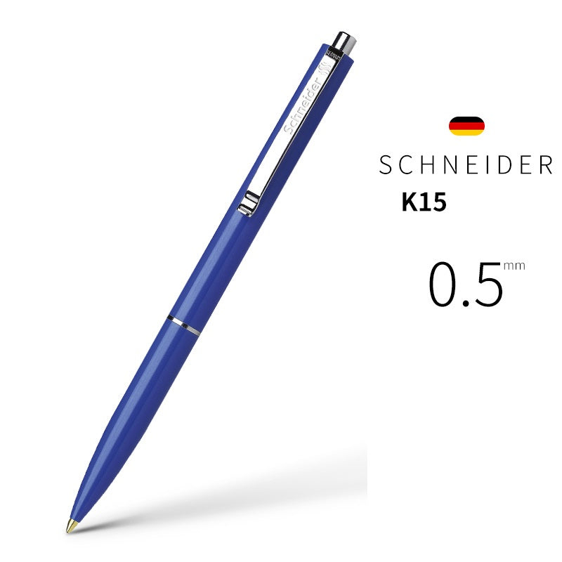 Schneider K15 Ballpoint Pens with Steel Clip 0.5mm Blue Ink 4 Pack Blue