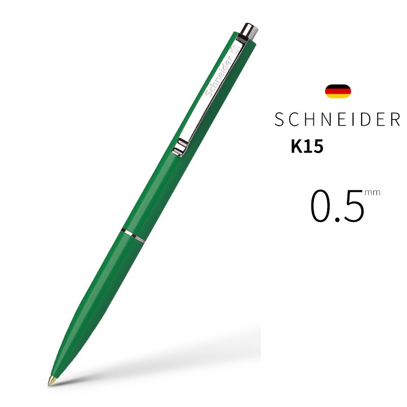 Schneider K15 Ballpoint Pens with Steel Clip 0.5mm Blue Ink 4 Pack Green