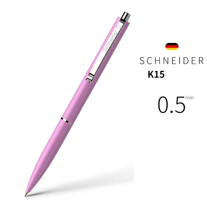 Schneider K15 Ballpoint Pens with Steel Clip 0.5mm Blue Ink 4 Pack Pink
