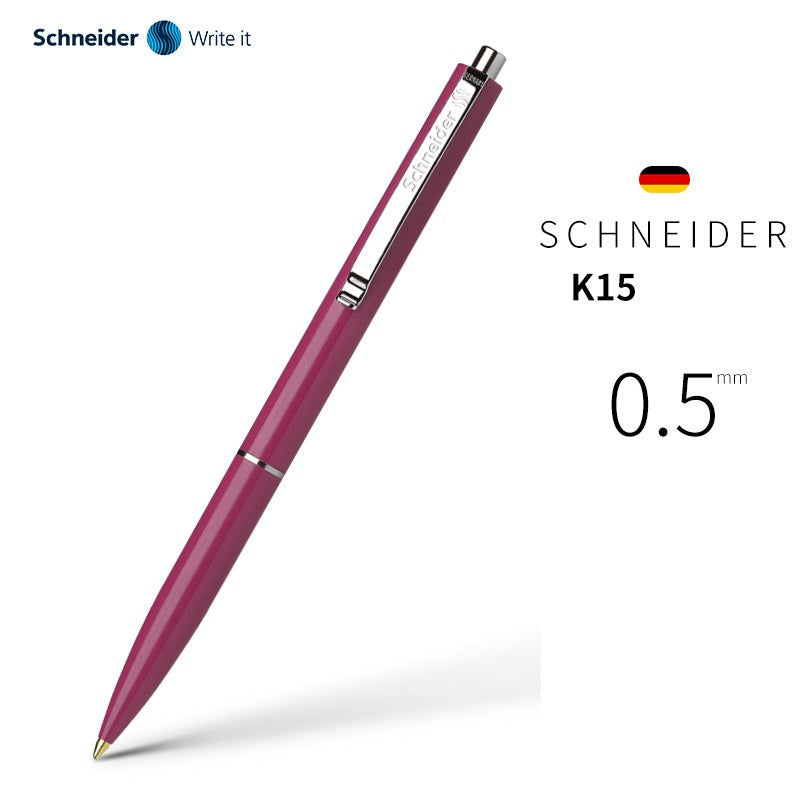 Schneider K15 Ballpoint Pens with Steel Clip 0.5mm Blue Ink 4 Pack Dark Pink