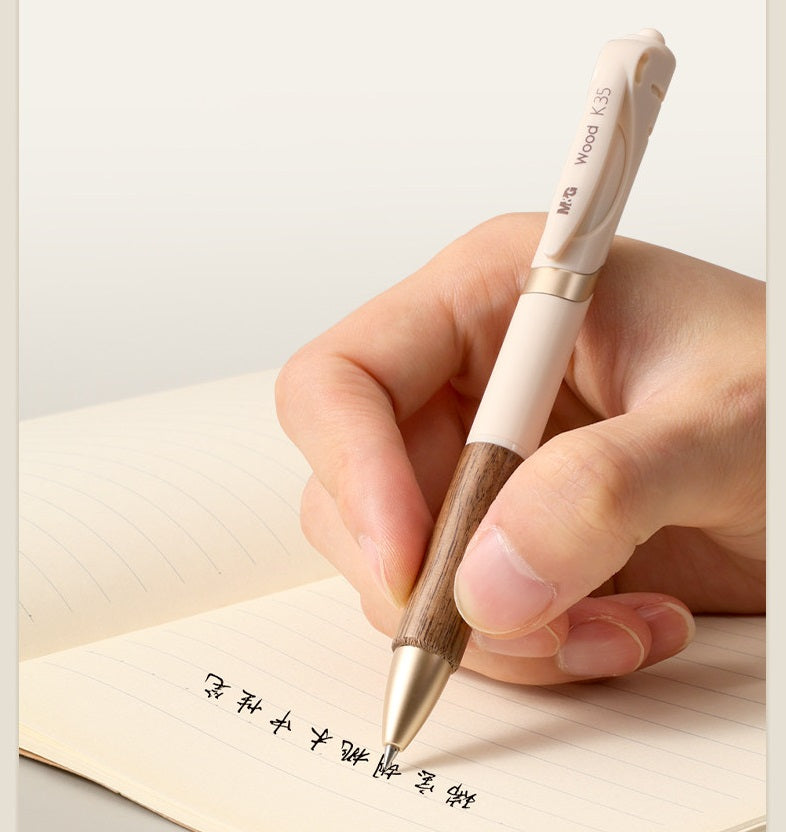 M&G K35 Walnut Wood Retractable Gel Pen 0.5MM 2 Pack