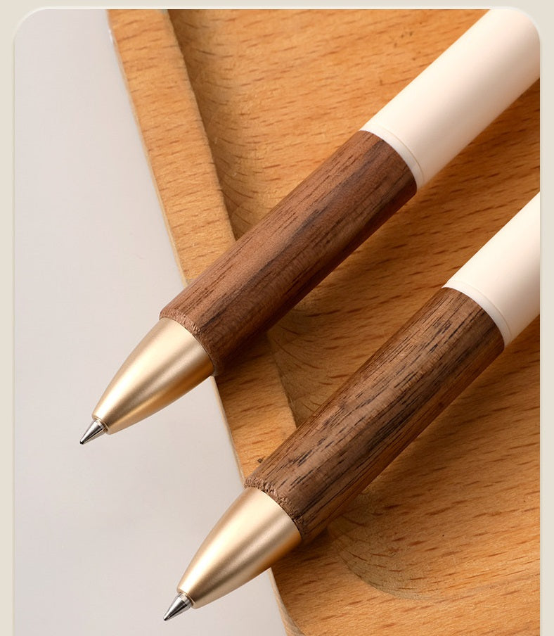 M&G K35 Walnut Wood Retractable Gel Pen 0.5MM 2 Pack