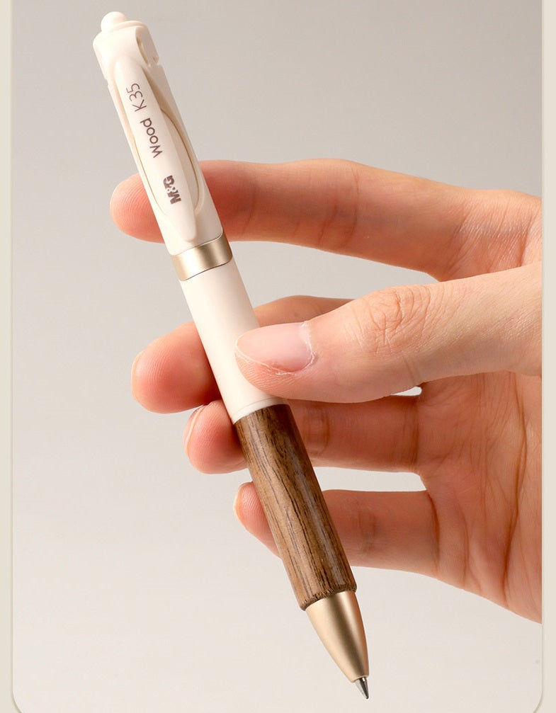 M&G K35 Walnut Wood Retractable Gel Pen 0.5MM 2 Pack