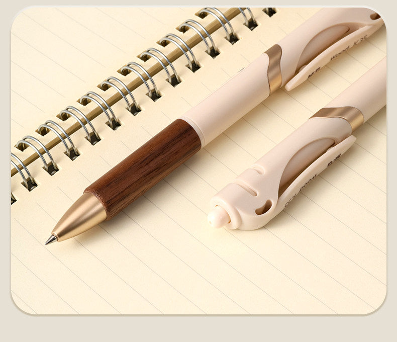 M&G K35 Walnut Wood Retractable Gel Pen 0.5MM 2 Pack