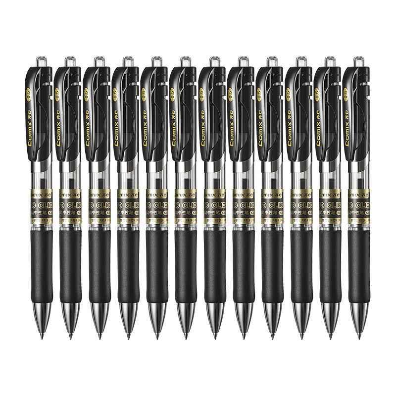 Comix K3511,Retractable Gel Ink Pens,Fine Point (0.5mm),12 Count Black