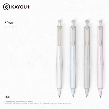 KAYOU Serar Retractable Gel Pen – 0.5mm Bullet Tip, Fast-Dry Black Ink, Resin Body, Brass Core & Metal Refill