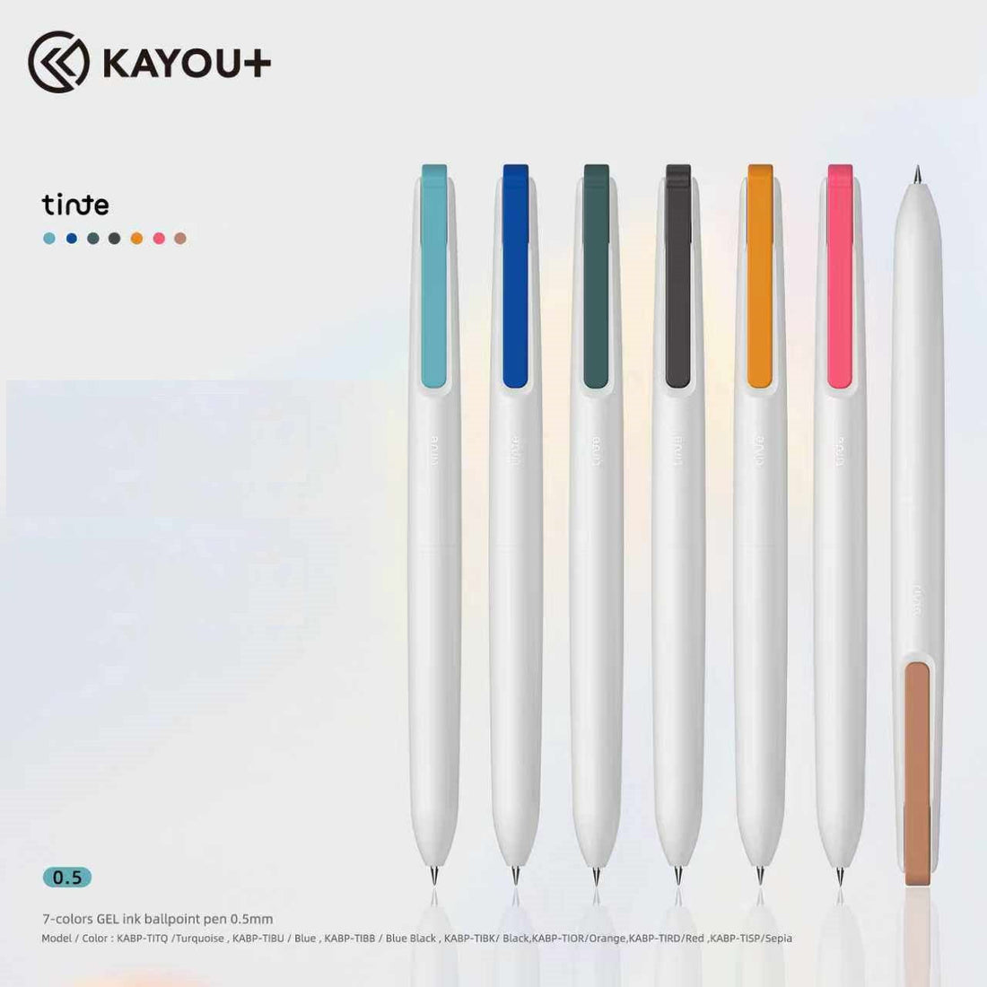 KAYOU Tinte Colored Retractable Gel Pen – 0.5mm,7 Ink Colors 7 Colors