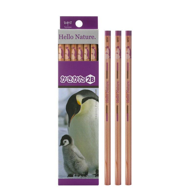 Tombow 2B HB Wooden Pencils, Hello Nature, 12 Pack, Penguin 2B