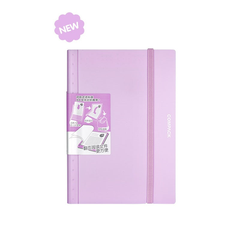 KING JIM 5894H COMPACK File Holder, A4, Bi-Fold, Macaron Pink