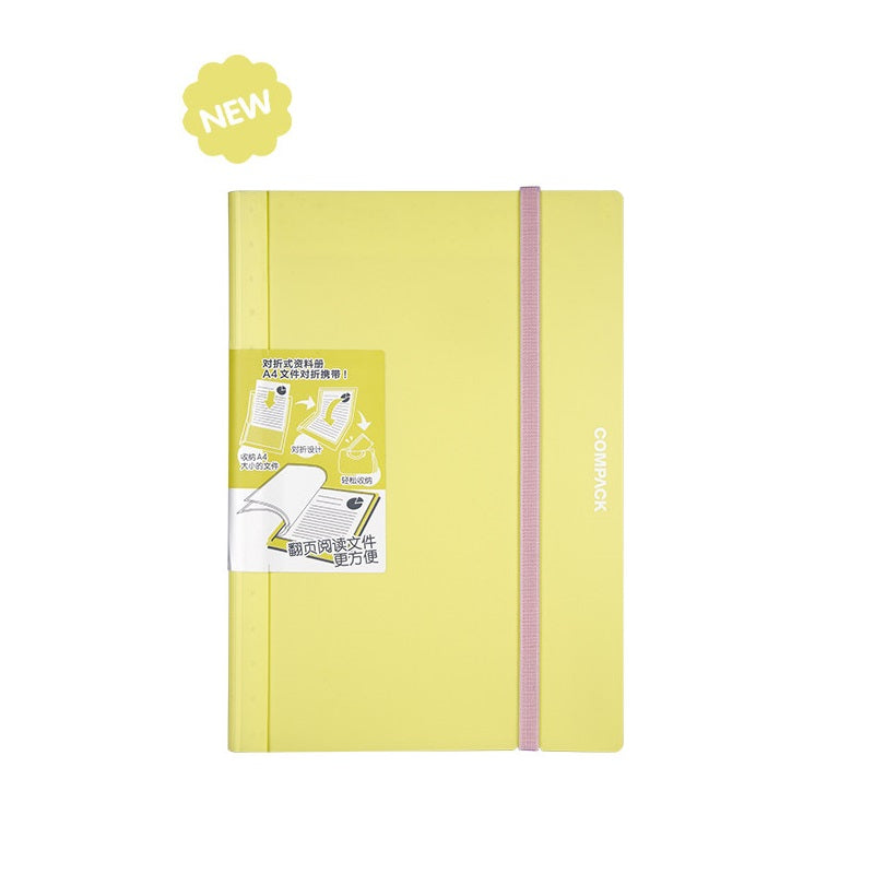 KING JIM 5894H COMPACK File Holder, A4, Bi-Fold, Macaron Yellow