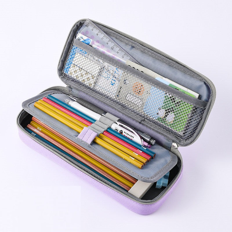 KING JIM GSG2000 Canvas Pen Case Double Compartment Pencil Bag Purple