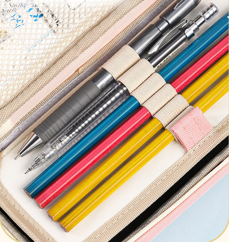 KING JIM GSG2000 Canvas Pen Case Double Compartment Pencil Bag