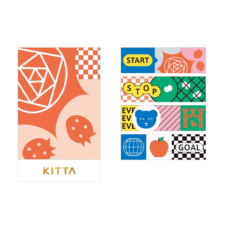 KING JIM KITTA Accordion Fold Masking Tape Sticker - JABARA KITZ001 Scenery