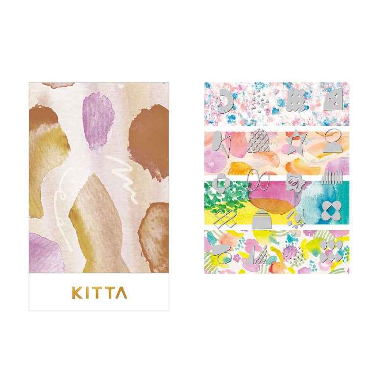 KING JIM KITTA Masking Tape Stickers Collage Watercolor (KITC004)