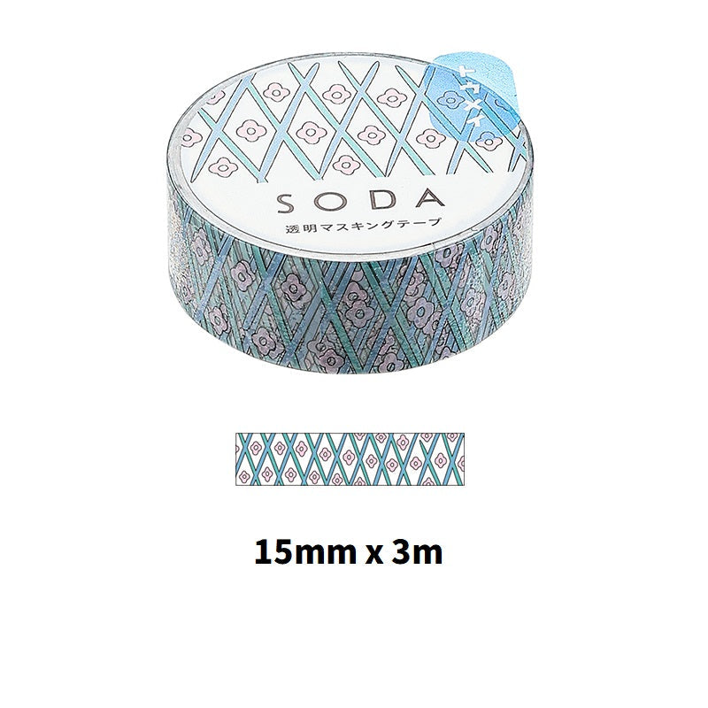 KING JIM SODA Transparent Masking Tape Basic CMT15-017 Flower