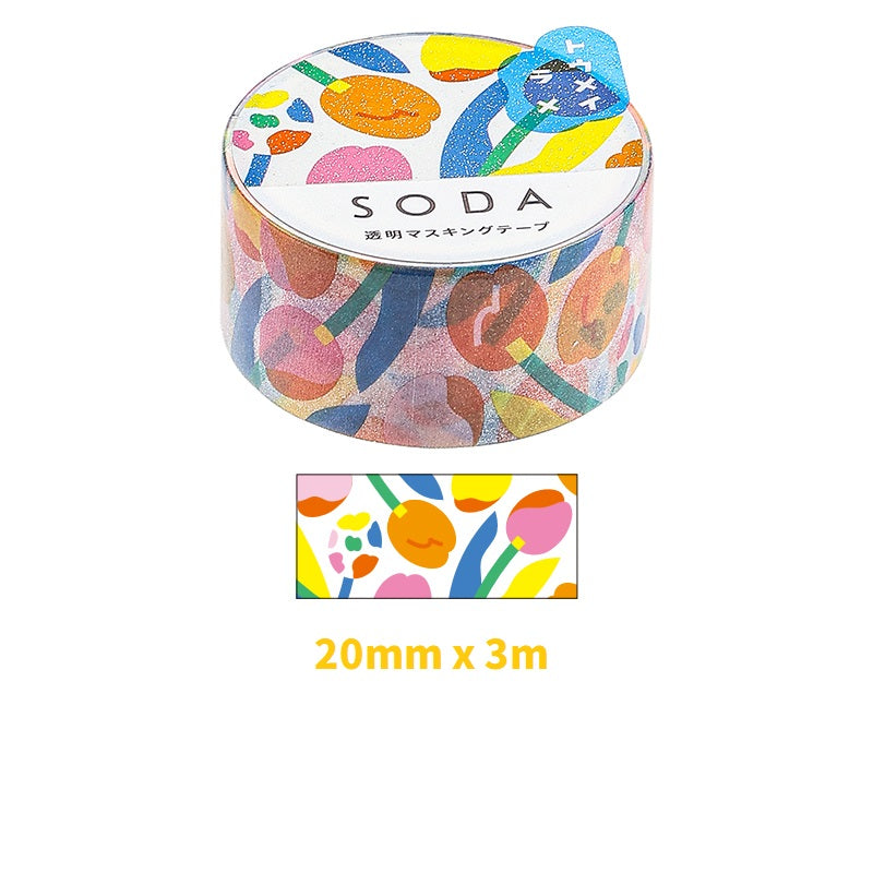 KING JIM SODA Transparent Masking Tape Glitter CMTG20-002 Tulip