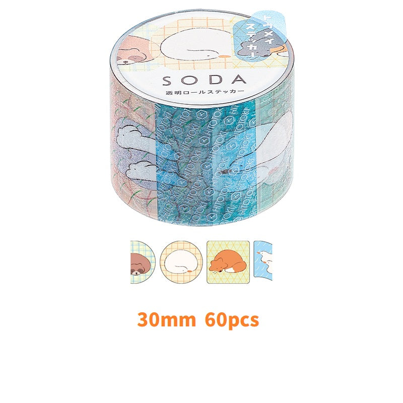 KING JIM SODA Transparent Masking Tape Stickers CMTS30-003 Lay Down