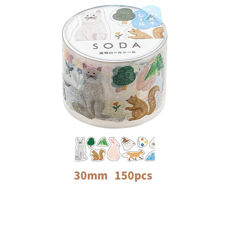 KING JIM SODA Transparent Masking Tape Stickers CMTSEE30-002 Animal