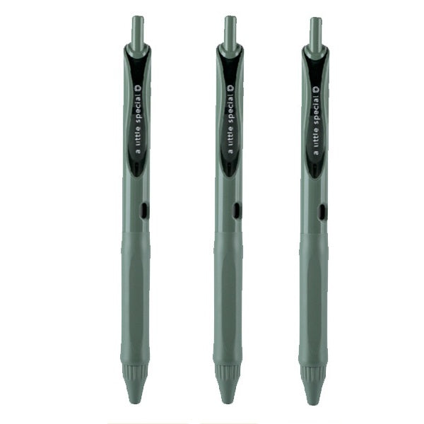 KOKUYO A Little Special viviDRY Quick-Dry Retractable Gel Pen | 0.5mm Black Ink | Vintage Barrel | Set of 3 Green
