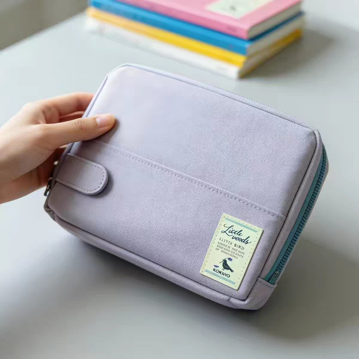 KOKUYO Little Woods Stand-Up Pen Case | Holds 75 Pens | 215×175×50mm Light Purple