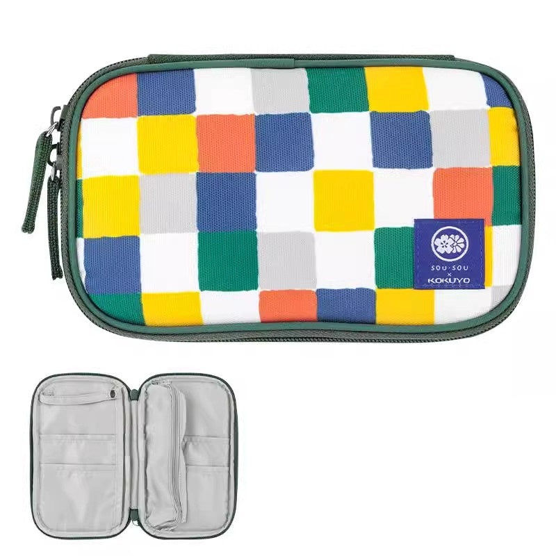 KOKUYO SOU Baked Bun Limited Edition Pencil Case Green Grid
