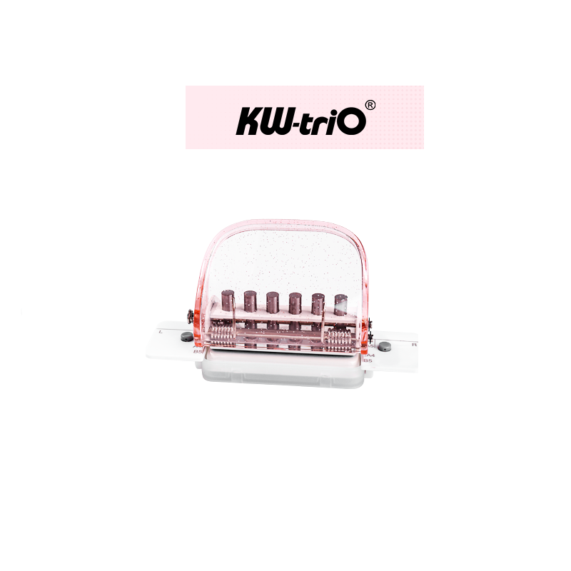 KW-trio 6-Hole Paper Punch Handheld for A4 A5 B5 Crystal Pink