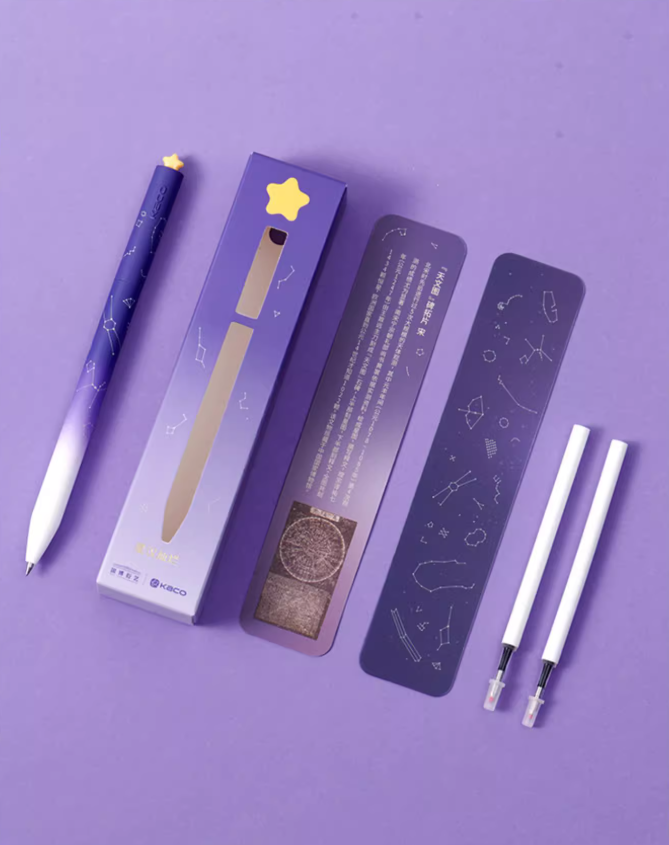 Kaco FIRST Star Gel Ink Pens 2 Pack with 4 Black Refills
