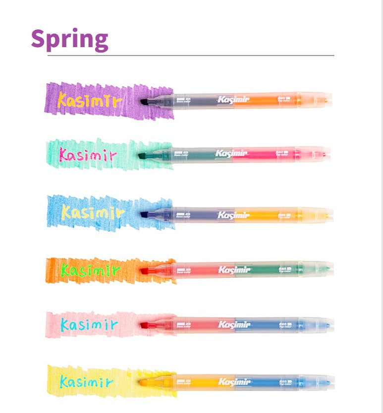 Kasimir Dual-Tip Overlapping Highlighter Set | 6-Piece 12-Color Spring