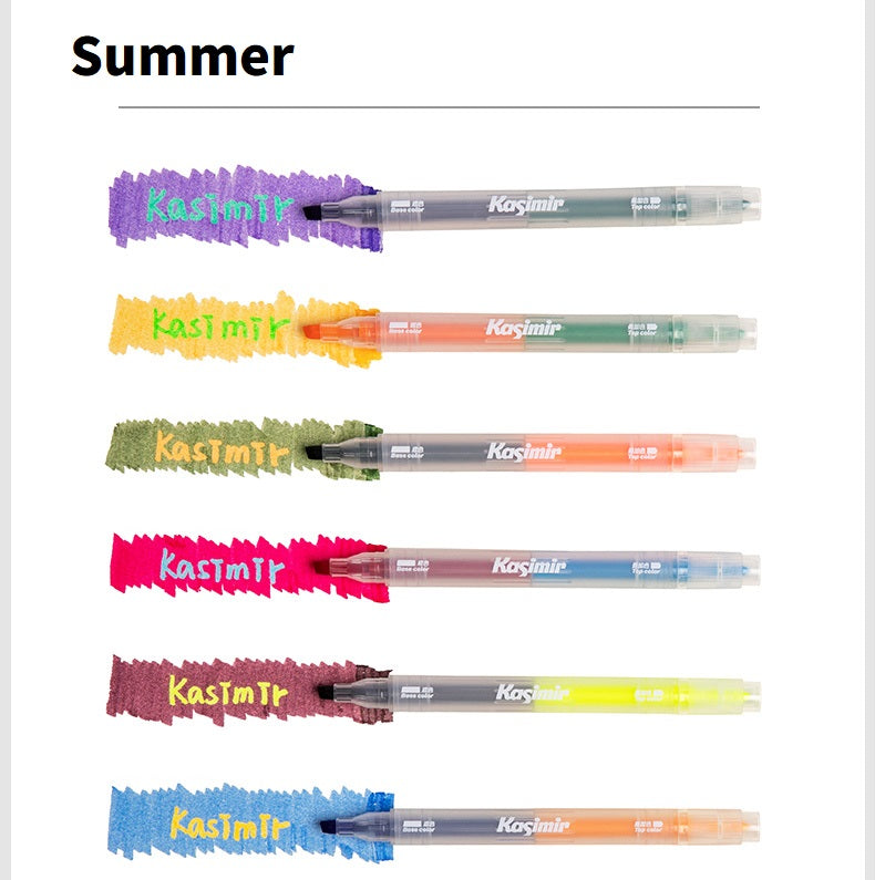 Kasimir Dual-Tip Overlapping Highlighter Set | 6-Piece 12-Color Summer