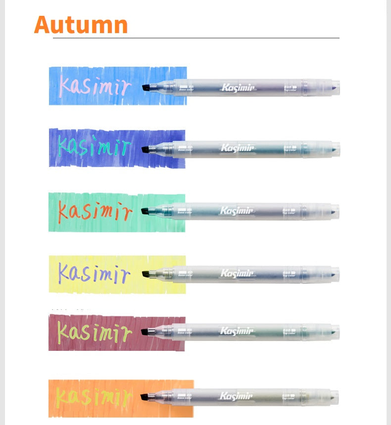 Kasimir Dual-Tip Overlapping Highlighter Set | 6-Piece 12-Color Autumn