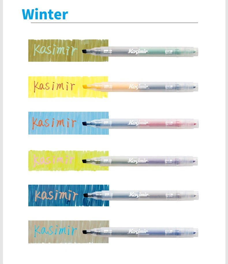 Kasimir Dual-Tip Overlapping Highlighter Set | 6-Piece 12-Color Winter