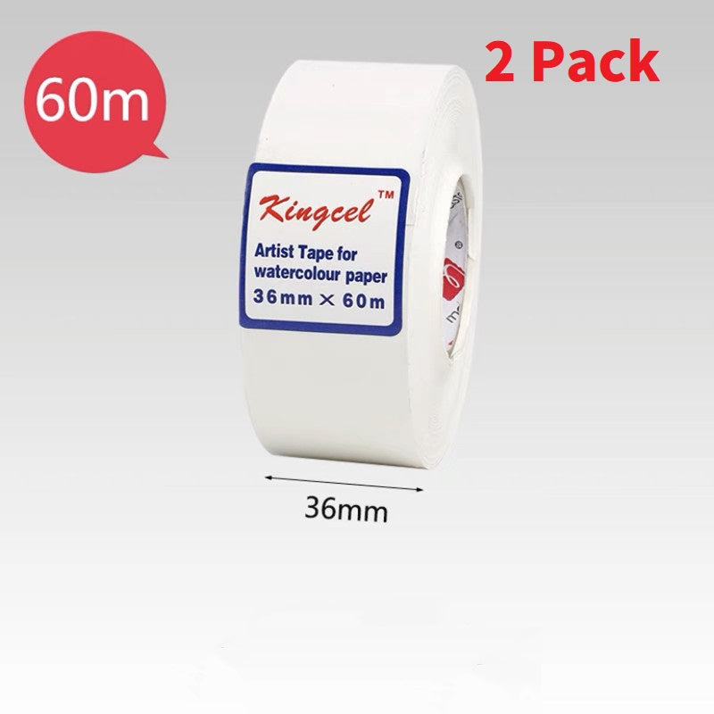 Kingcel Artist Tape White /Brown Kraft for Watercolor Paper White 36mm x 60M 2pcs