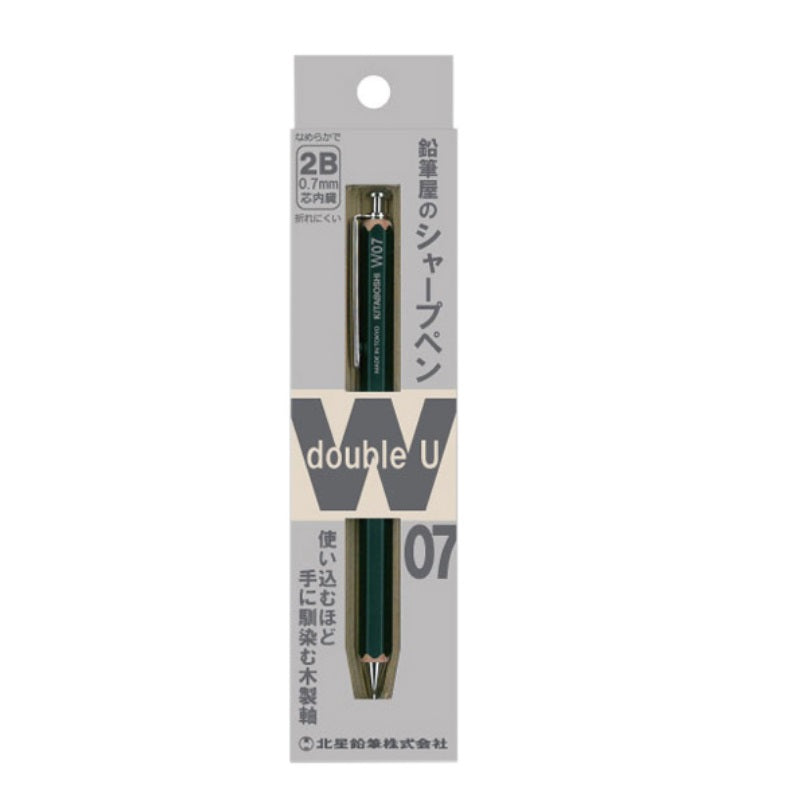 Kitaboshi 0.7mm Mechanical Pencil,Wooden Barrel,2B,Black Lead,W07 Dark Green
