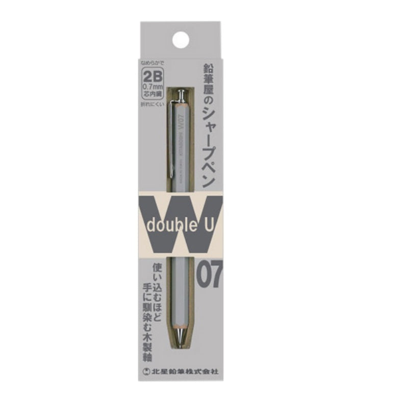 Kitaboshi 0.7mm Mechanical Pencil,Wooden Barrel,2B,Black Lead,W07 Light Grey