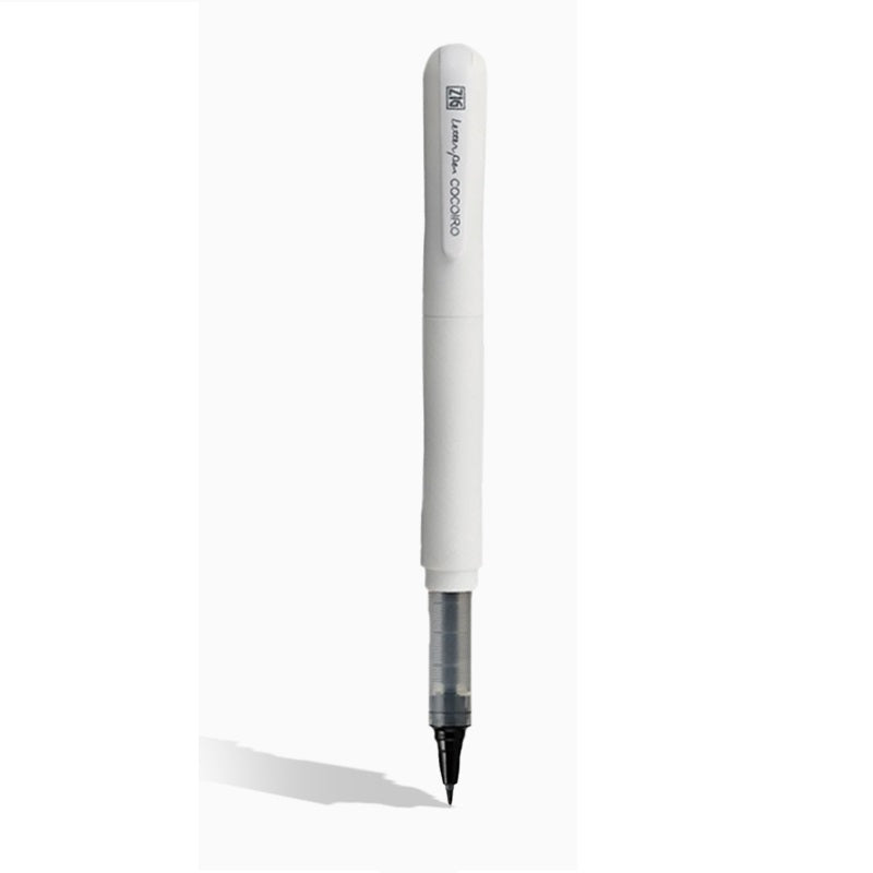 Kuretake ZIG Letter Pen COCOIRO,Body with Black Ink Refill Set White