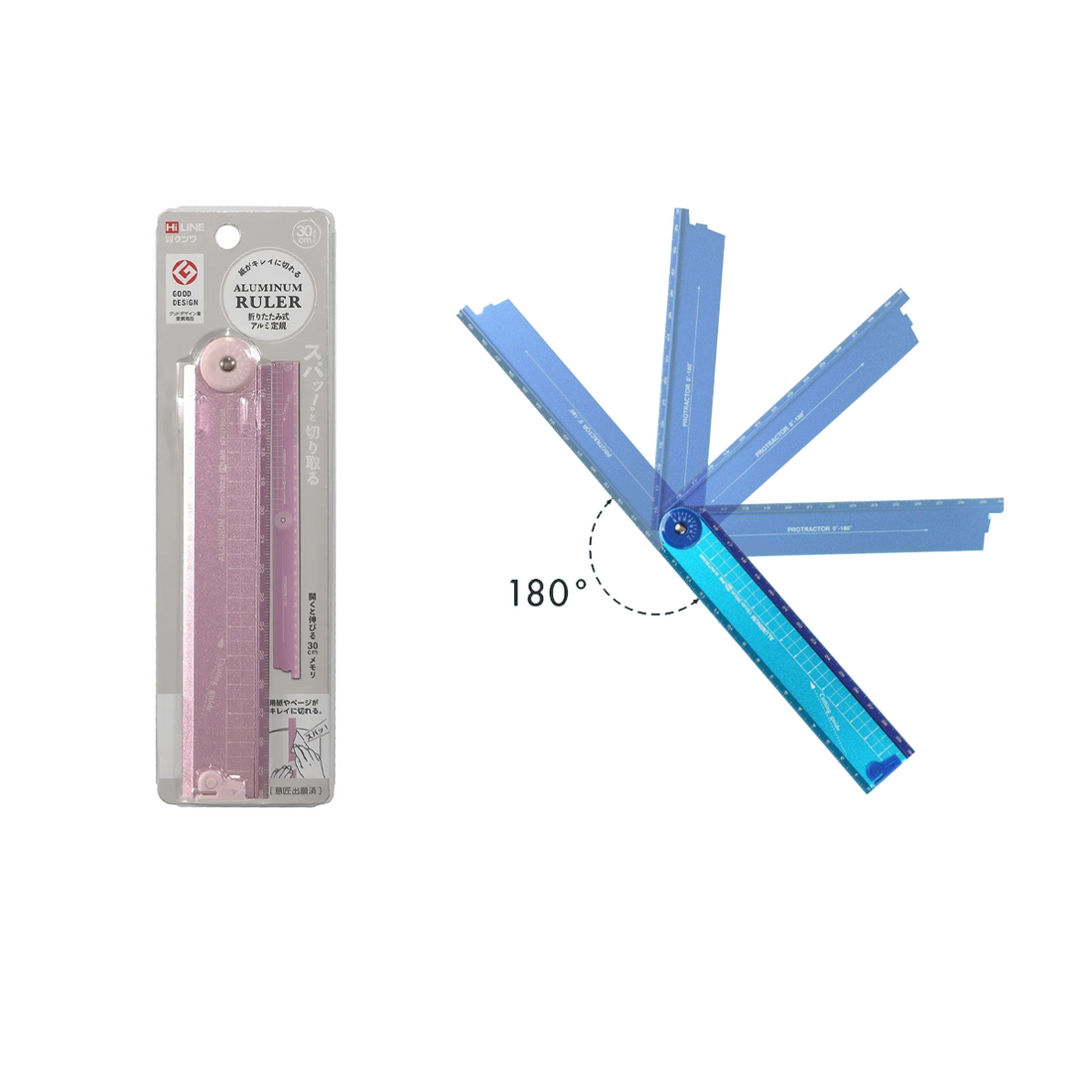 Kutsuwa HiLine Folding Aluminum Ruler 15-30cm Black