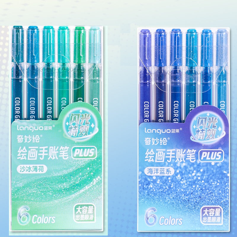 Languo Glitter Gel Pens 12 Vibrant Colors 1.0mm Tip for Smooth Writing A