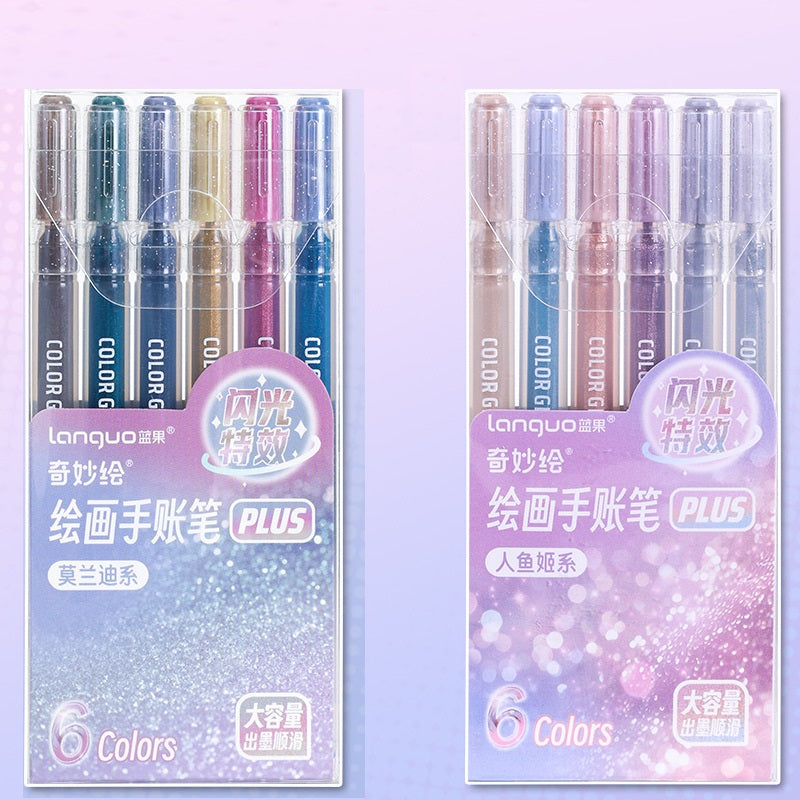Languo Glitter Gel Pens 12 Vibrant Colors 1.0mm Tip for Smooth Writing C