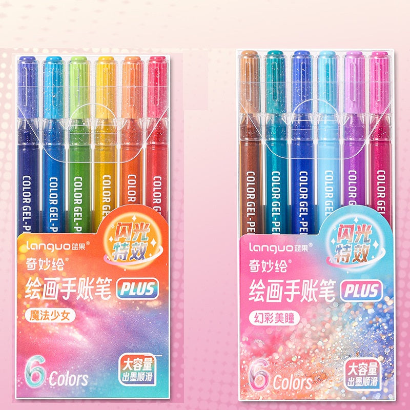 Languo Glitter Gel Pens 12 Vibrant Colors 1.0mm Tip for Smooth Writing E
