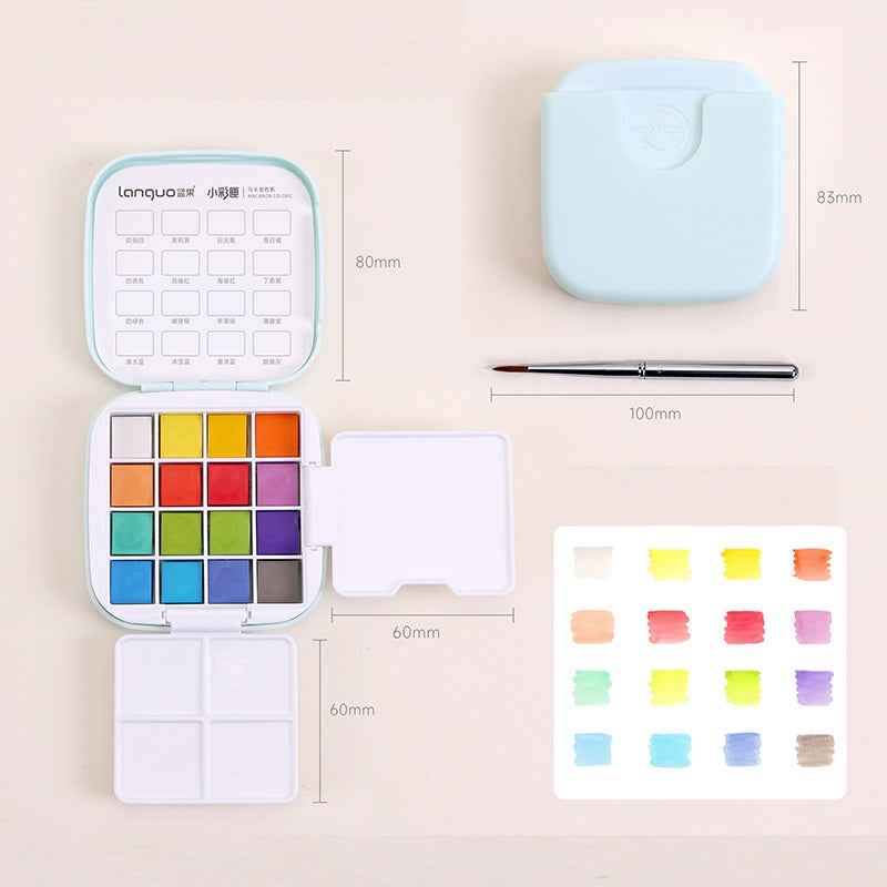 LANGUO Watercolor Paint Set,Field Pocket,16 Colors Macaron